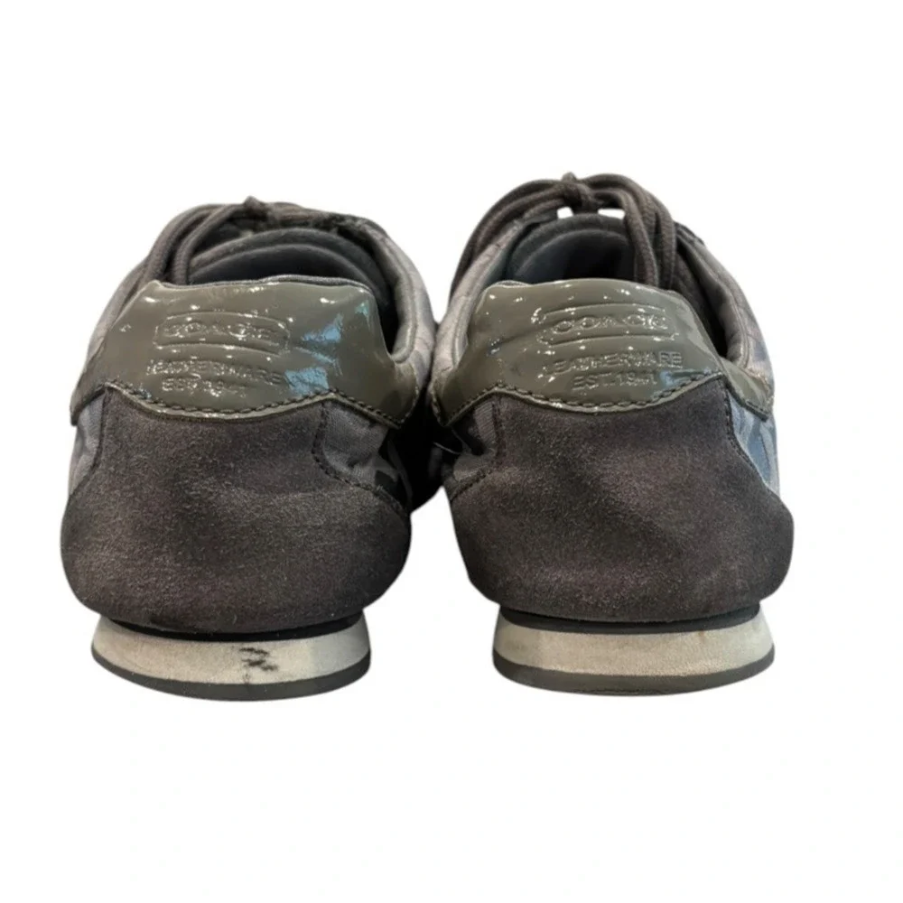 Coach Kateilyn Gray Signature Jacquard Sneakers Women's Size 8 Lace Up Fashion